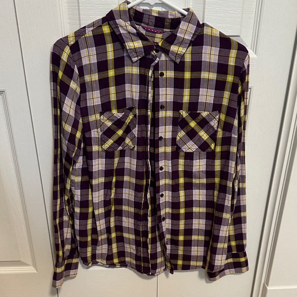 Merona Plaid Button Down Shirt - Purple and Yellow